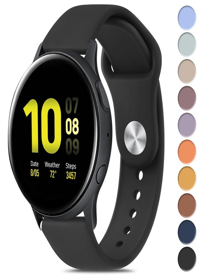 Meliya Bands Compatible with Samsung Galaxy Watch Active 2, 20mm Soft Silicone Sport Replacement Strap for Galaxy Watch Active 2 Women Men (Black) - Image 1